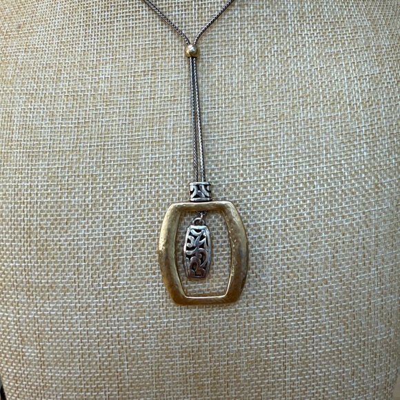 Brighton Sensation Two Tone Pendant Chain Gold and Silver Necklace - Picture 1 of 12